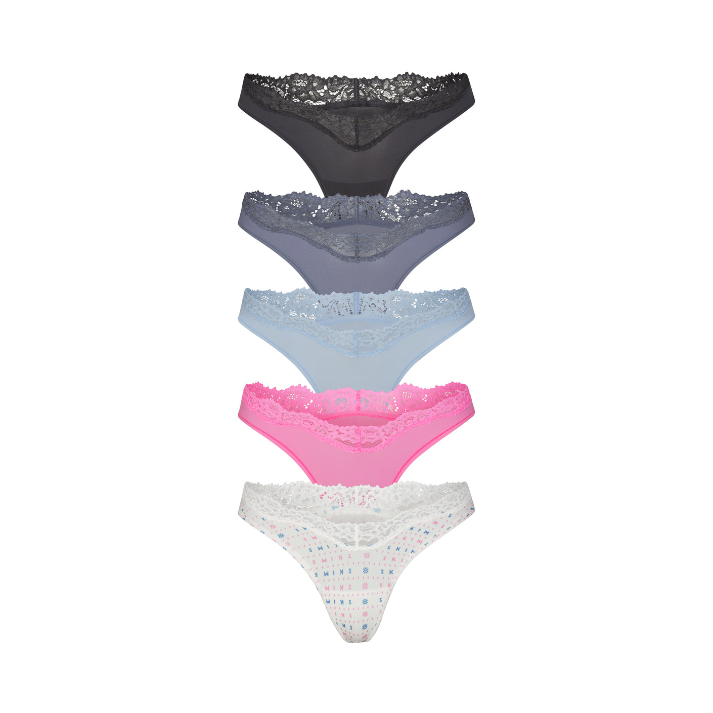 FITS EVERYBODY LACE DIPPED THONG 5-PACK | OPAL FAIR ISLE MULTI