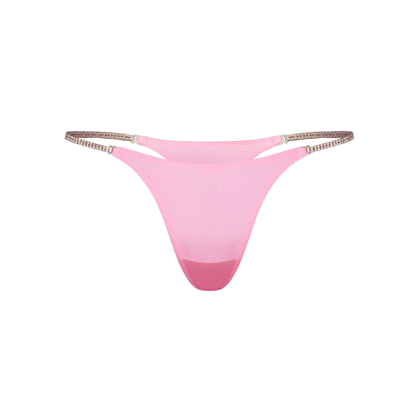 JELLY SHEER CRYSTAL CHAIN SIDE THONG | BUBBLE GUM