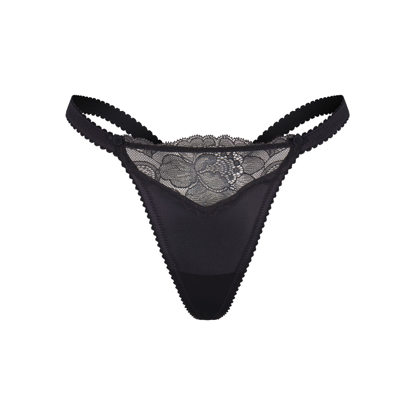 Skims Lace String Thong | Onyx | Black | Stretch Satin | 4XL | 4X-Large | Plus Size | Women's | Valentine's Shop