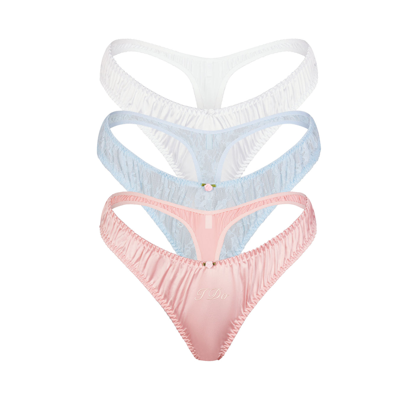 Ribbed Thongs Set of Three Multi, Knickers & Panties