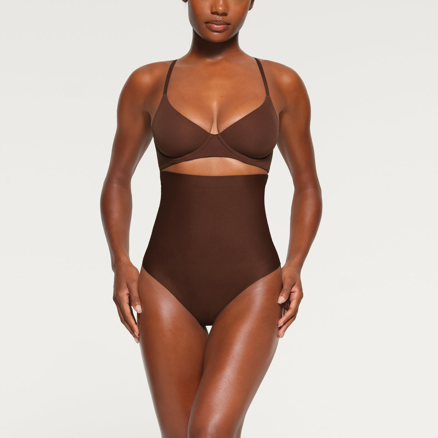 Skims Core Control High Waist Shaper Thong in Brown