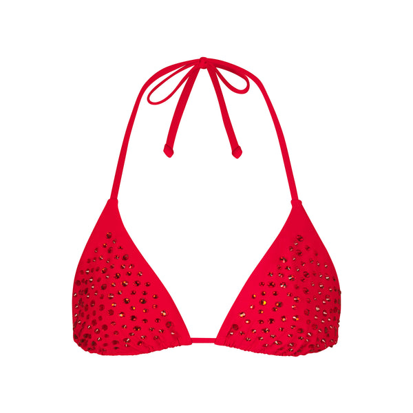Red Mix & Match Fabric Plunge Bikini Top