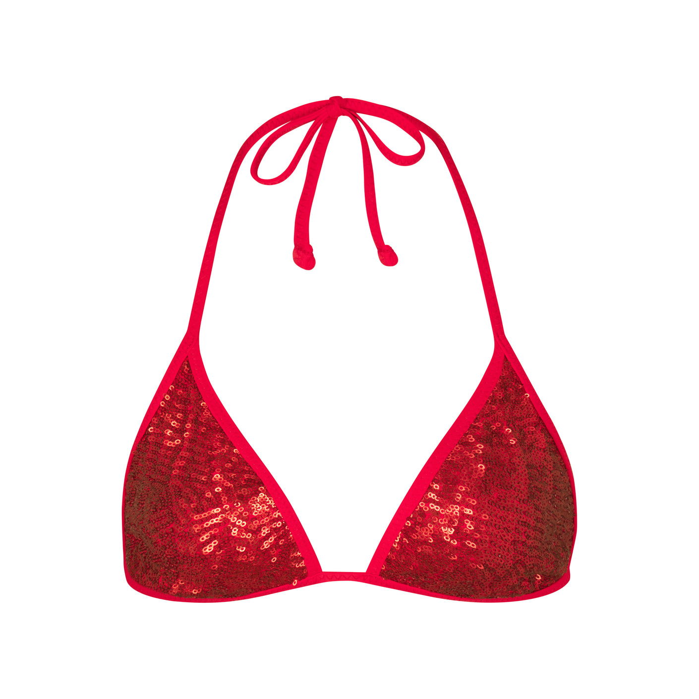 Track Rhinestone Triangle Bikini Top - Red - XL at Skims