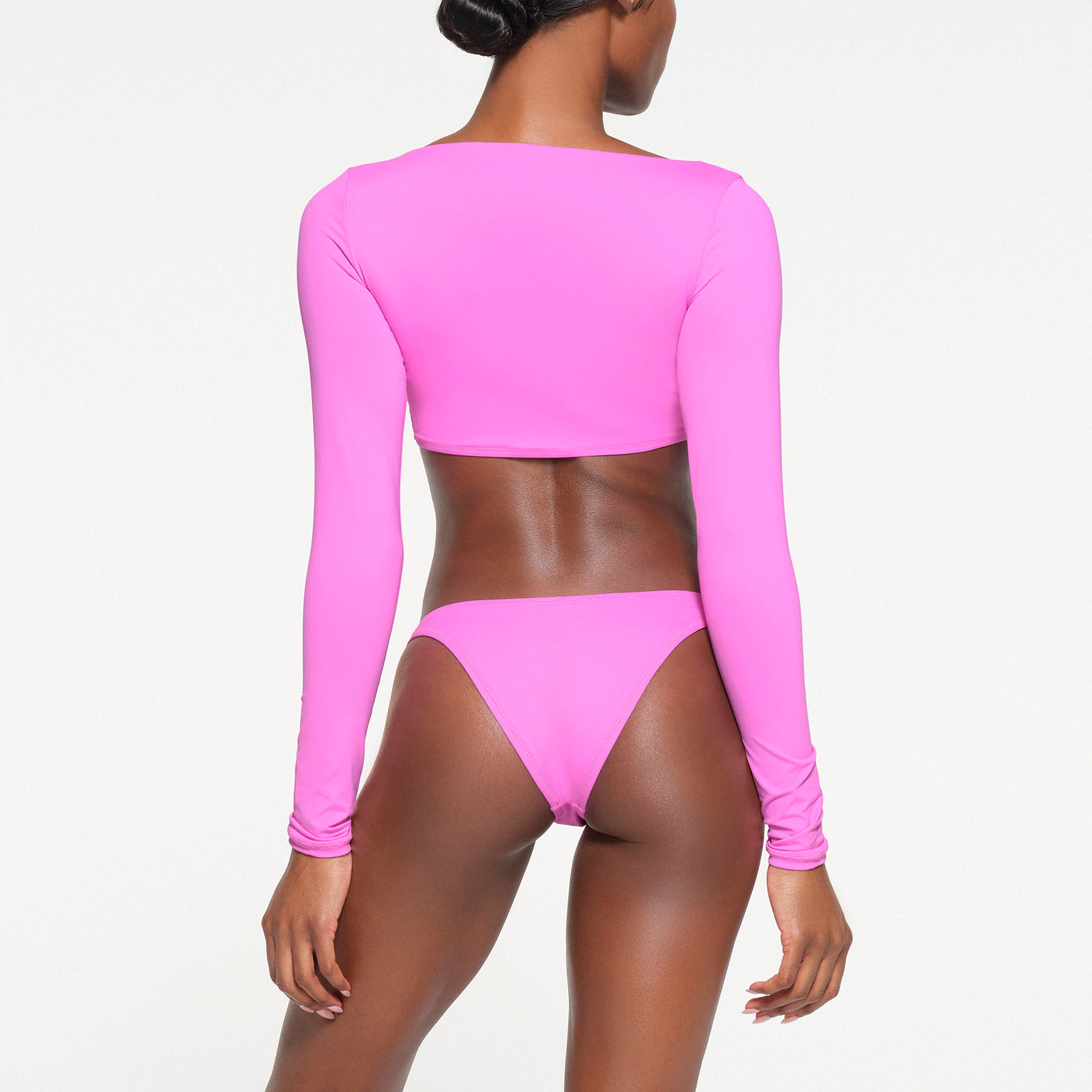 Skims Fits Everybody Long Sleeve Bodysuit In Neon Orchid