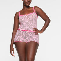 SKIMS SLEEPOVER LACE CAMI AND TAP SHORT SET