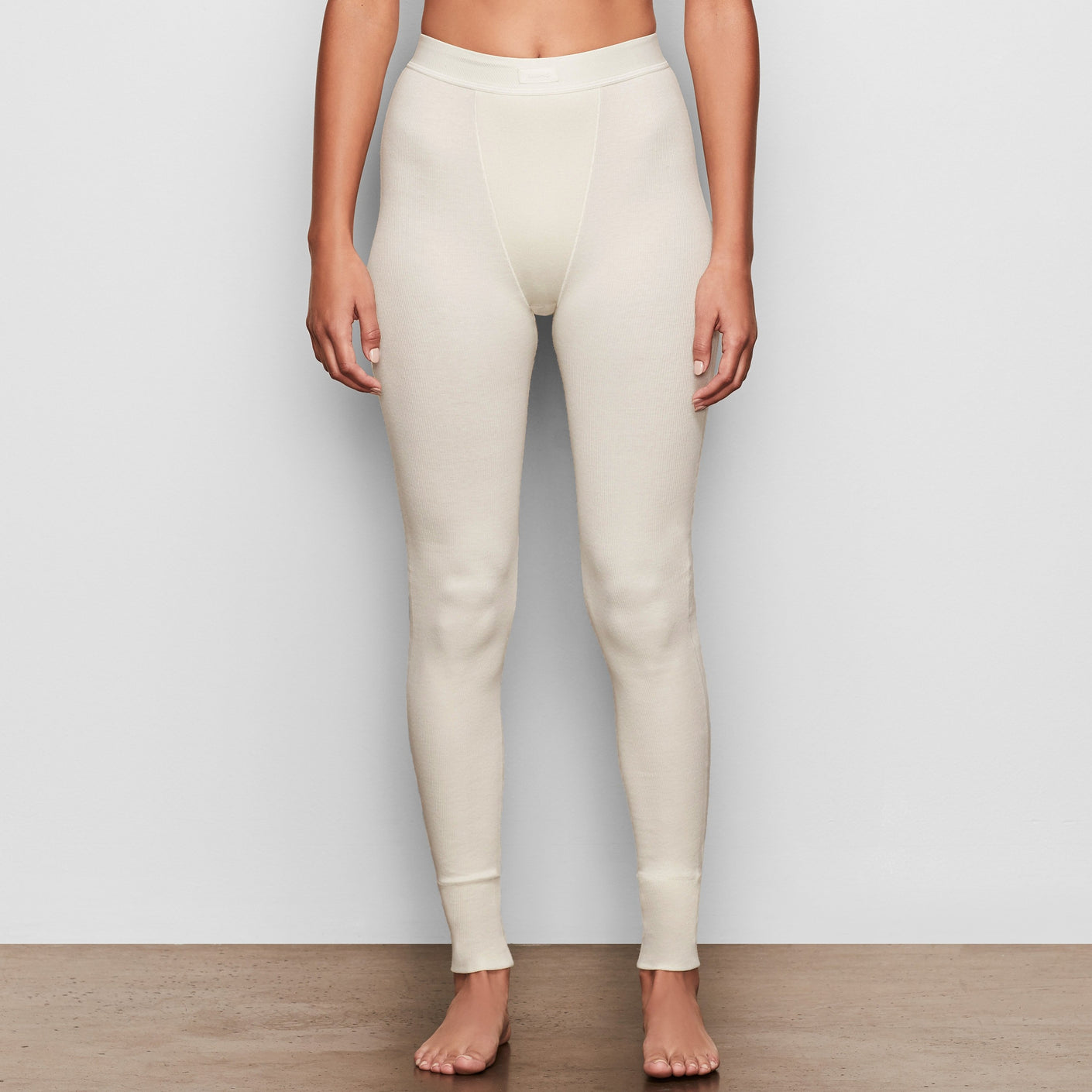 SKIMS Thermal ribbed cotton-blend leggings - Bone