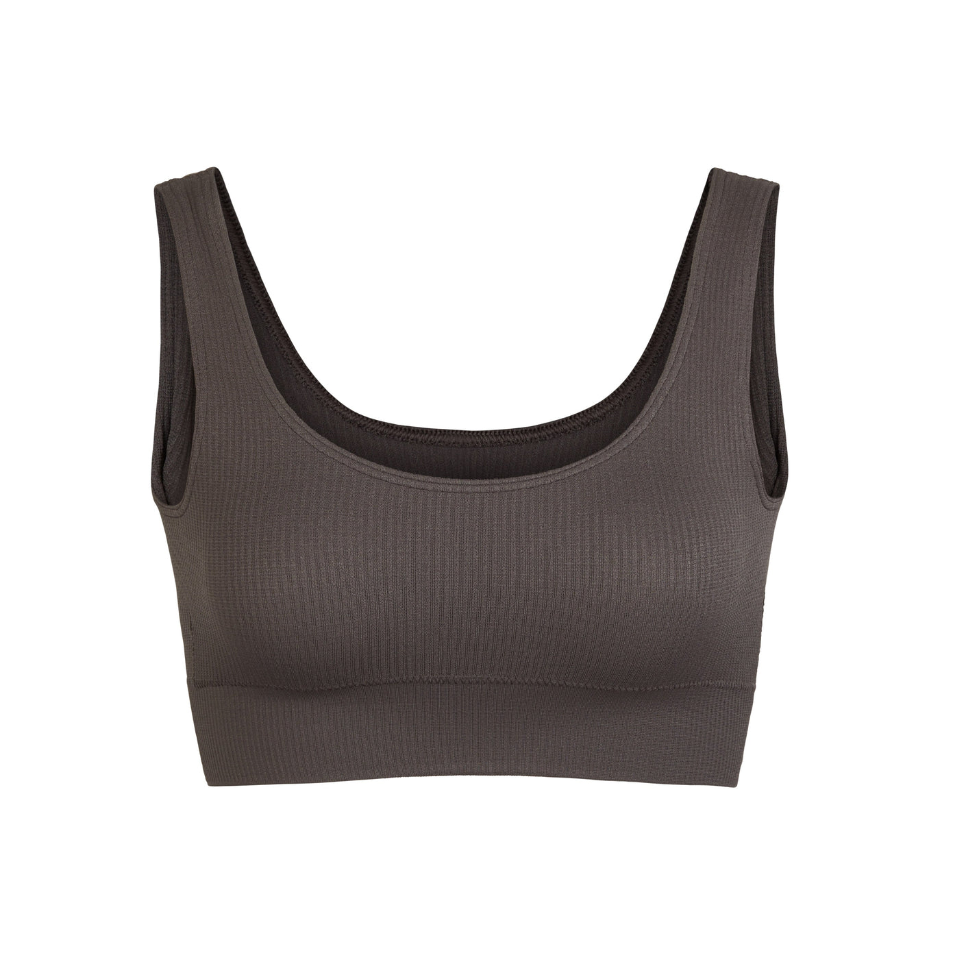 Stretch Rib Scoop Bralette - Soot | SKIMS