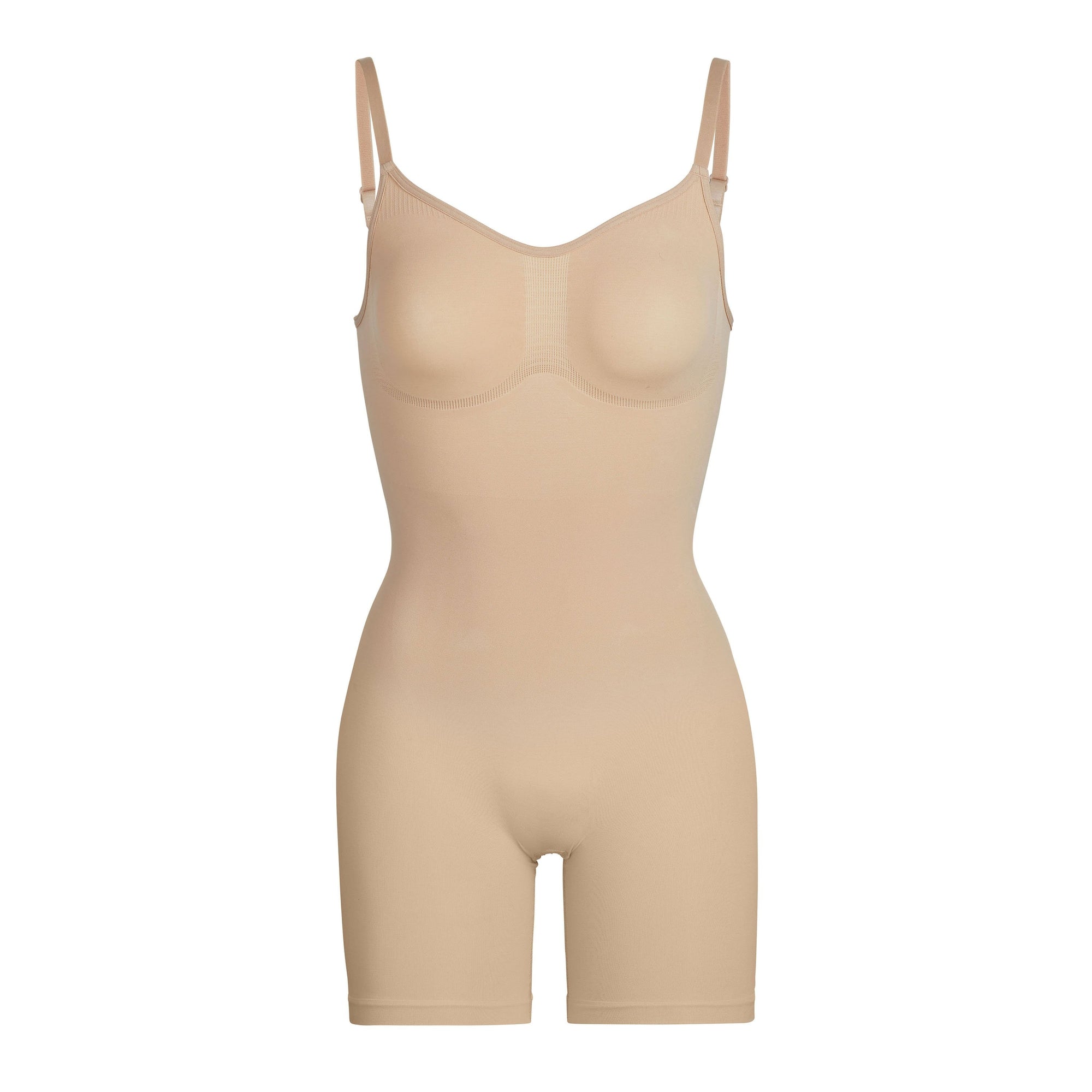 Sculpting Bodysuit Mid Thigh w. Open Gusset- Clay | SKIMS