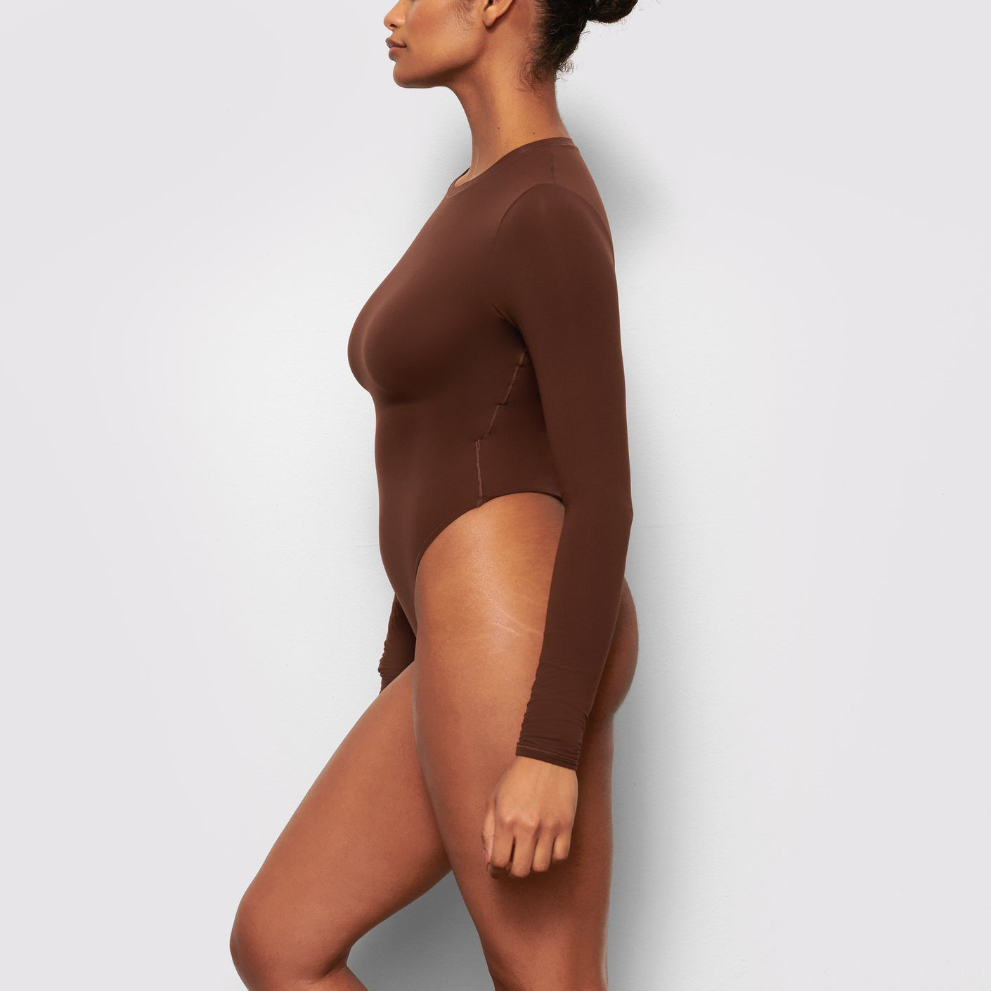 SKIMS: Brown Fits Everybody Square Neck Bodysuit