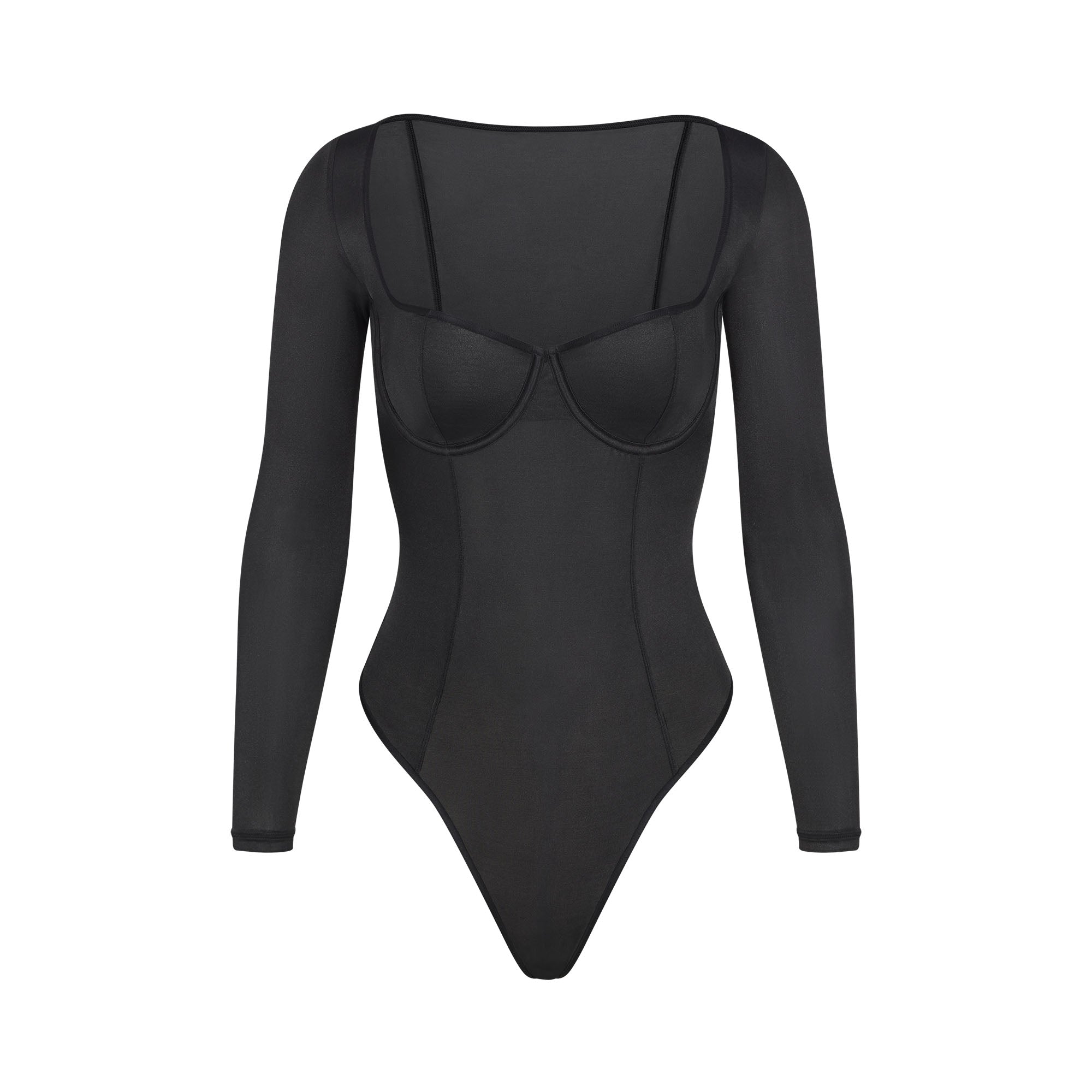 Glissenette Long Sleeve Bodysuit - Onyx | SKIMS