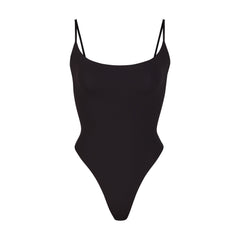 SKIMS NEW Faux Leather High Neck Sleeveless Thong Bodysuit in Onyx