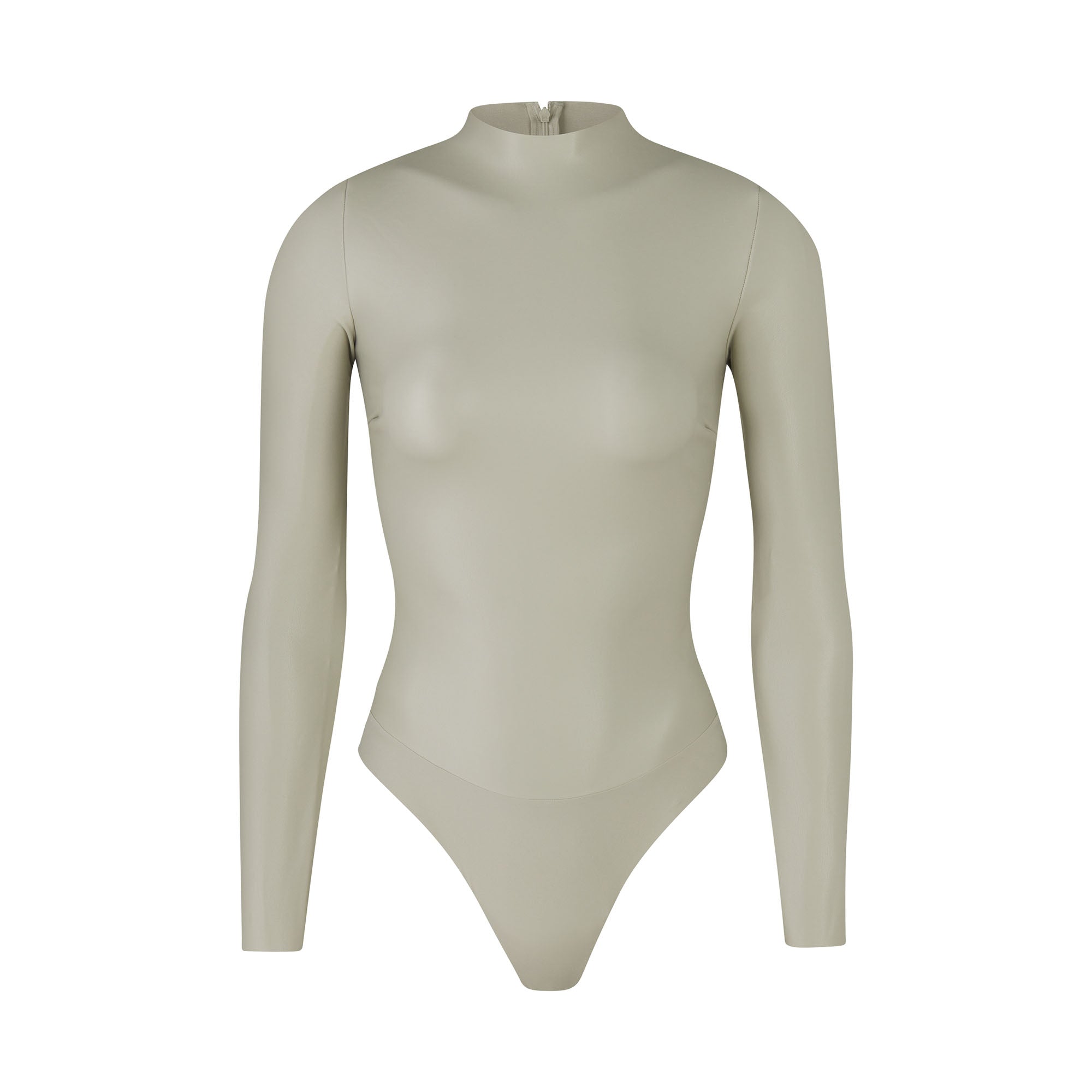 Faux Leather Mock Neck Bodysuit - Shell | SKIMS