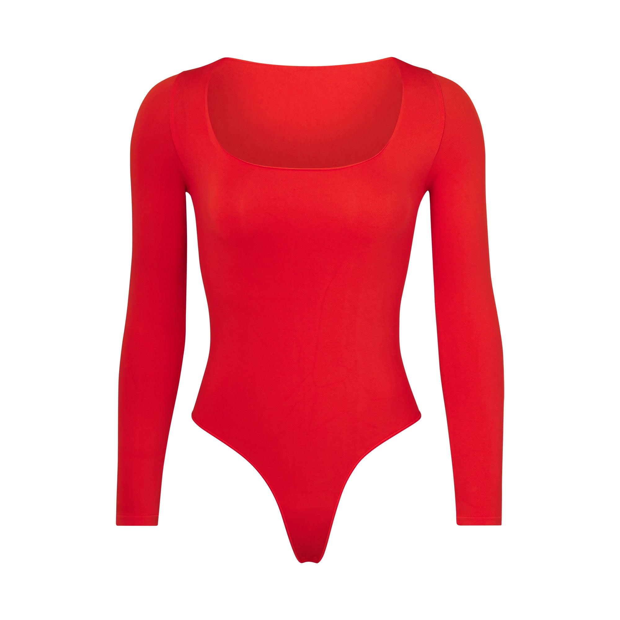 ESSENTIAL LONG SLEEVE SCOOP NECK BODYSUIT - FIRE | SKIMS