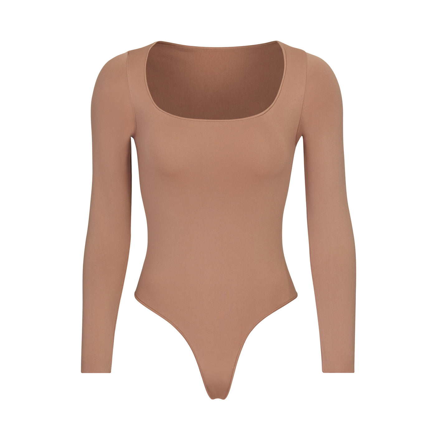  Long Sleeve Bodysuit For Women Sexy Scoop Neck Tops Nude Body  Suits Womens Fashion Semolina X-Small