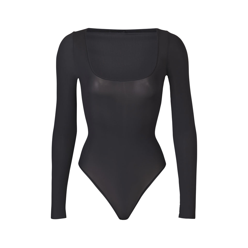Jelly Sheer Long Sleeve Bodysuit - Onyx | SKIMS