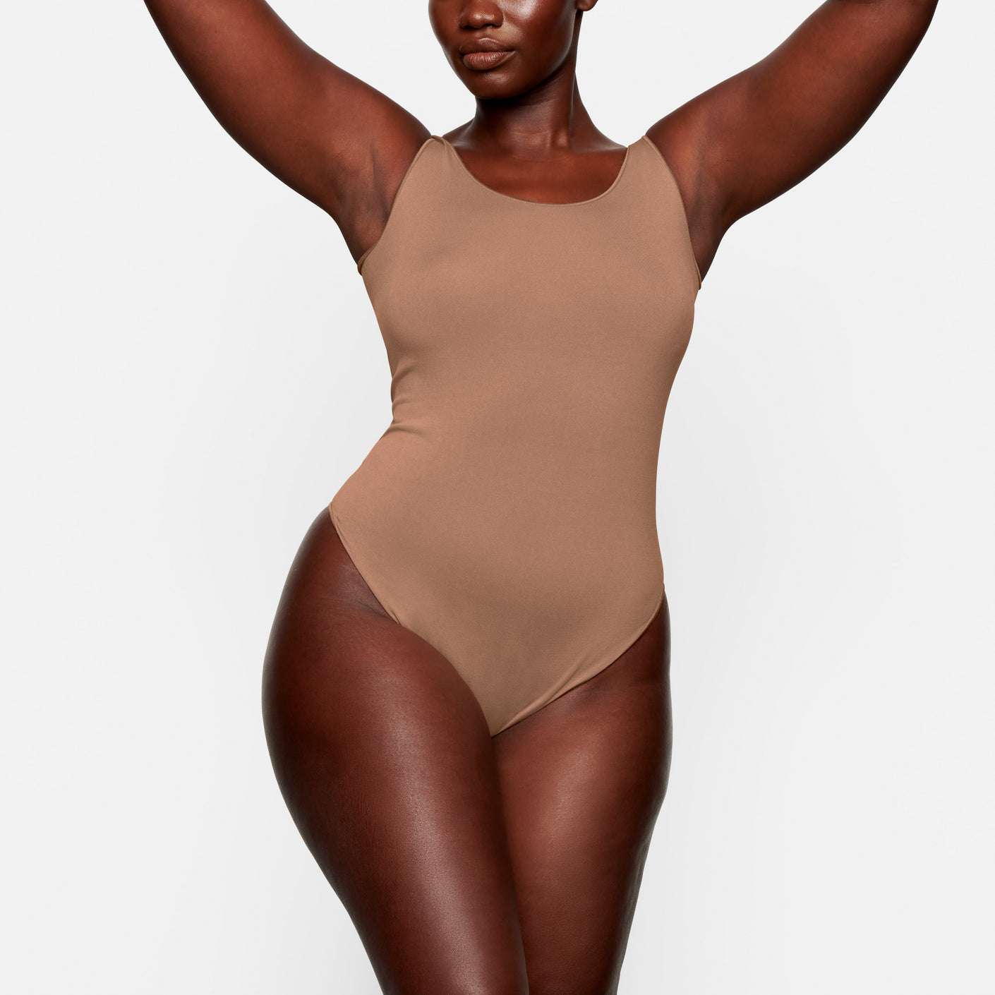 Track Faux Leather Scoop Bodysuit - Sienna - XS at Skims