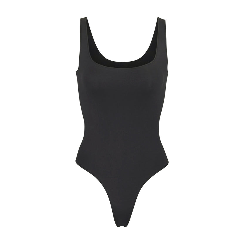 ESSENTIAL SCOOP NECK BODYSUIT - SOOT | SKIMS