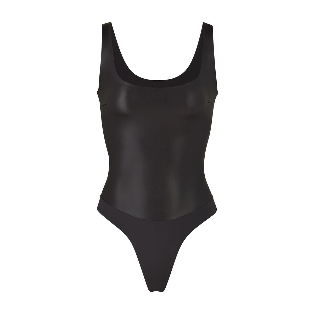 Faux Leather Scoop Bodysuit - Soot | SKIMS