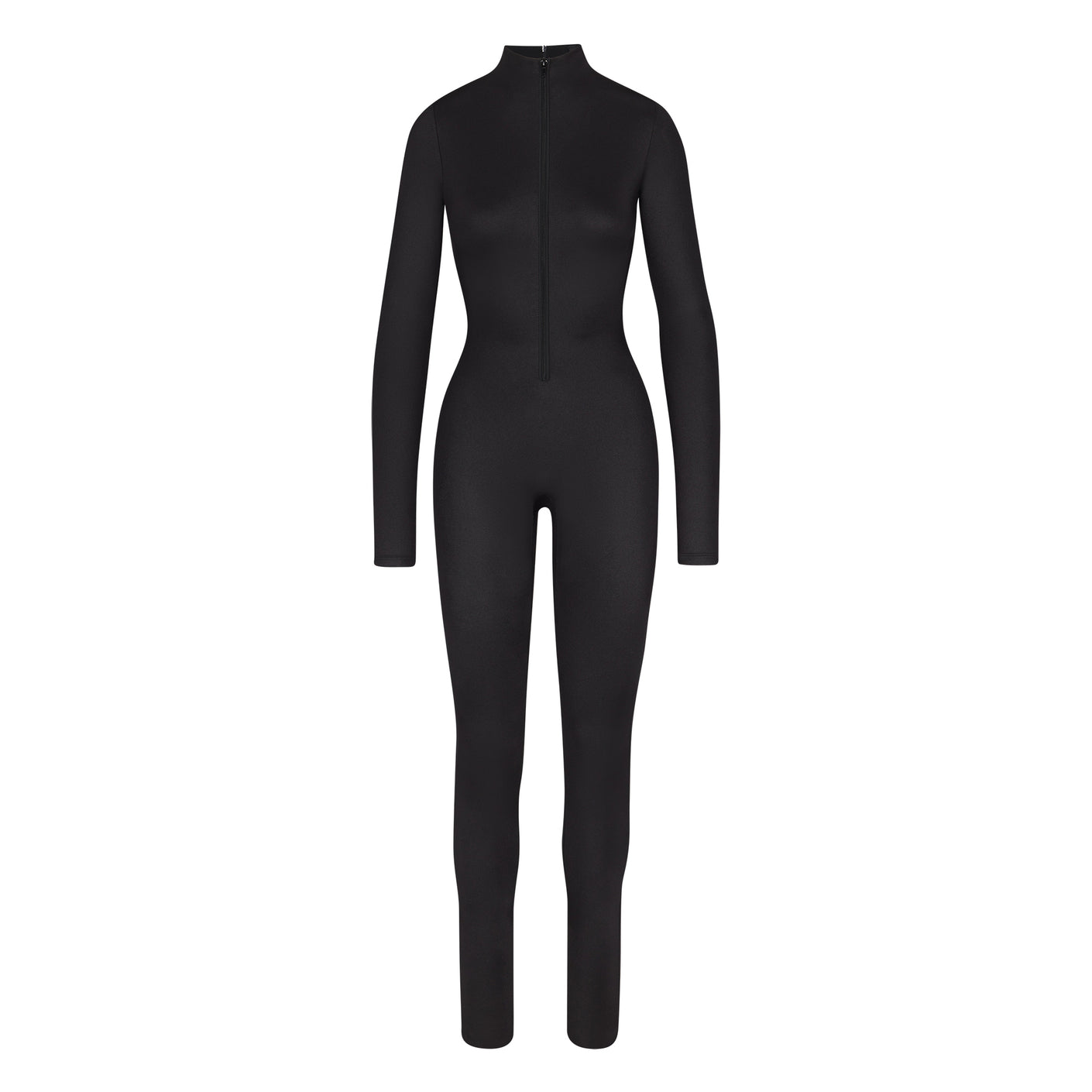 All-In-One Shine Mock Neck Long Sleeve Onesie - Onyx | SKIMS