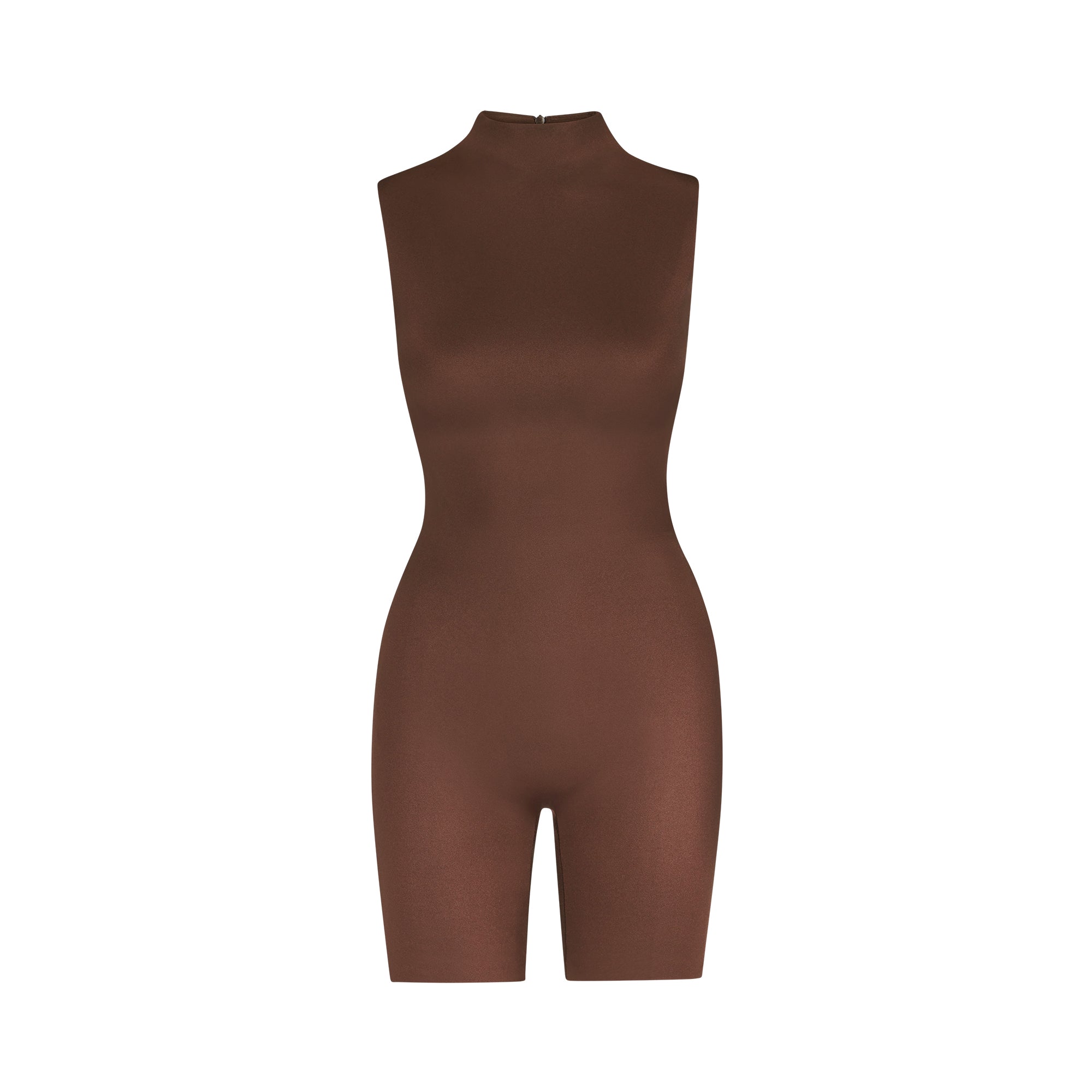 All-In-One Shine Mock Neck Mid Thigh Onesie - Cocoa | SKIMS