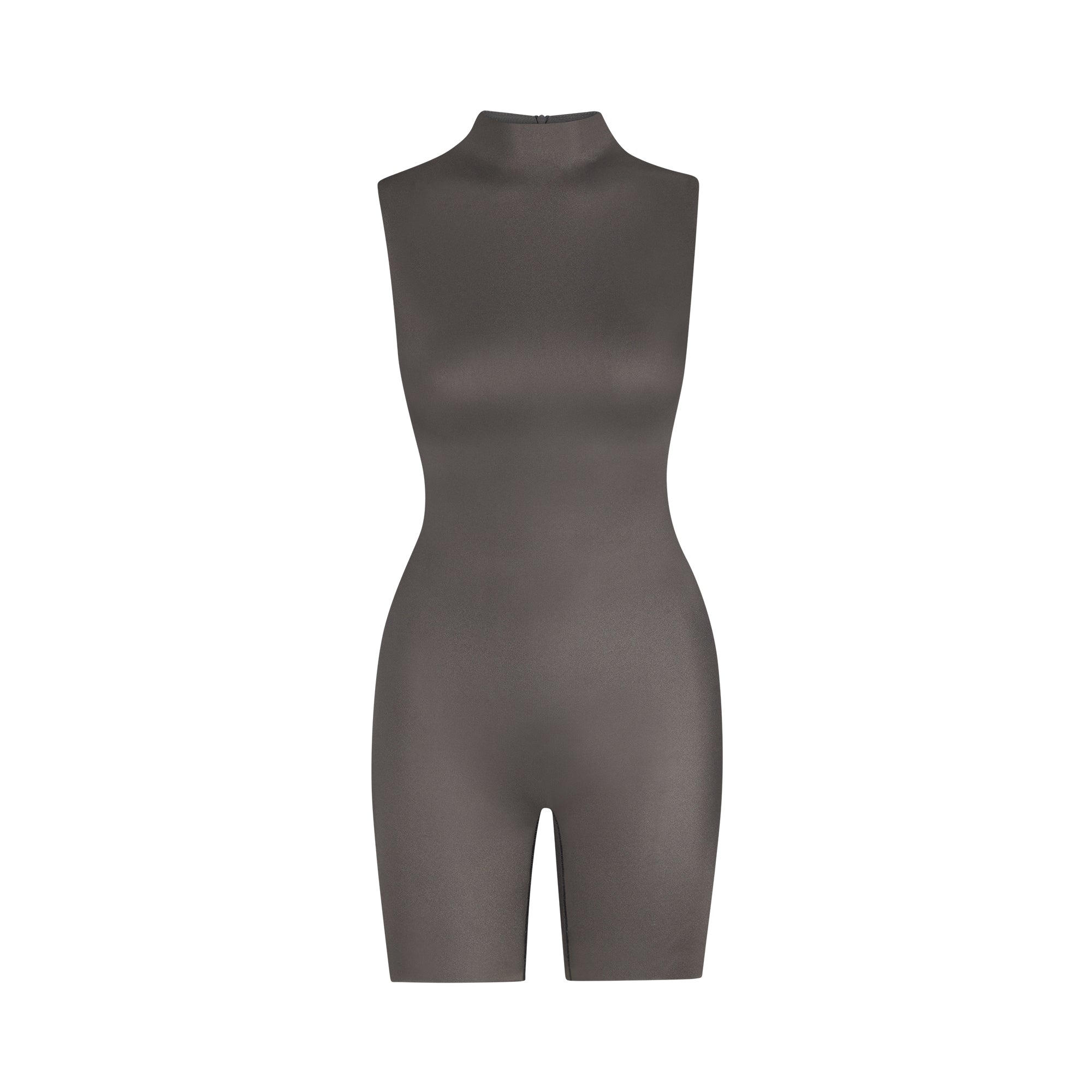 All-In-One Shine Mock Neck Mid Thigh Onesie - Gunmetal | SKIMS