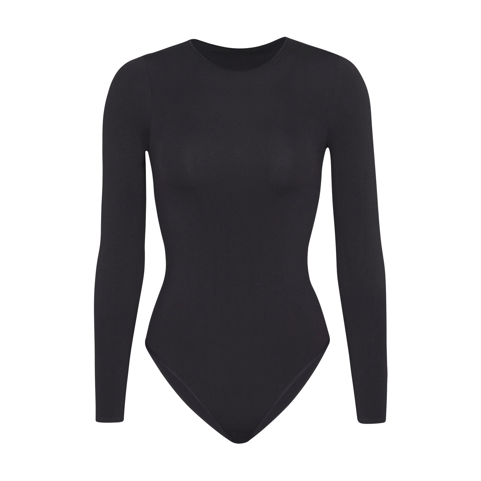 Light Essential Crew Neck Long Sleeve Bodysuit - Onyx | SKIMS