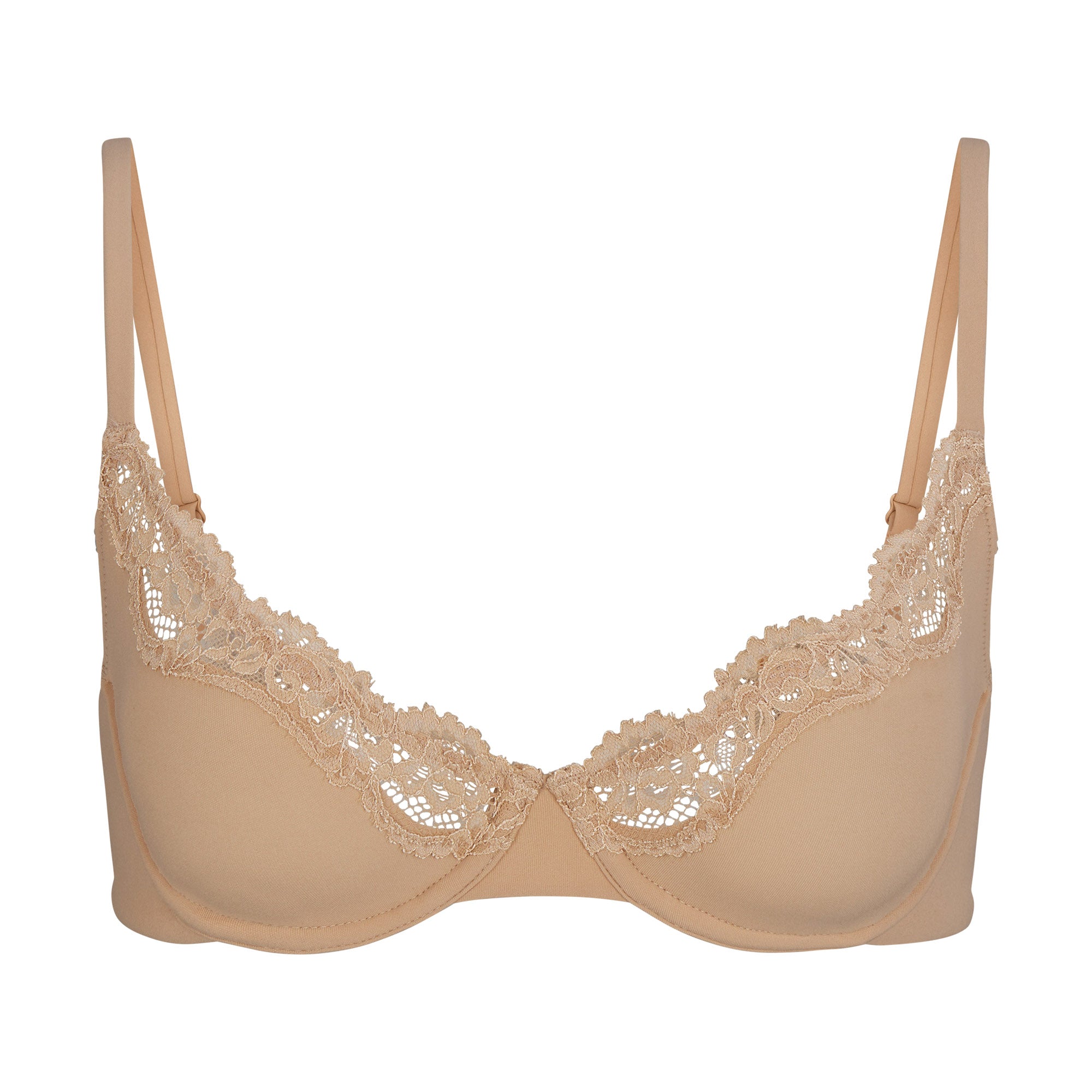 FITS EVERYBODY CORDED LACE UNLINED SCOOP BRA | CLAY