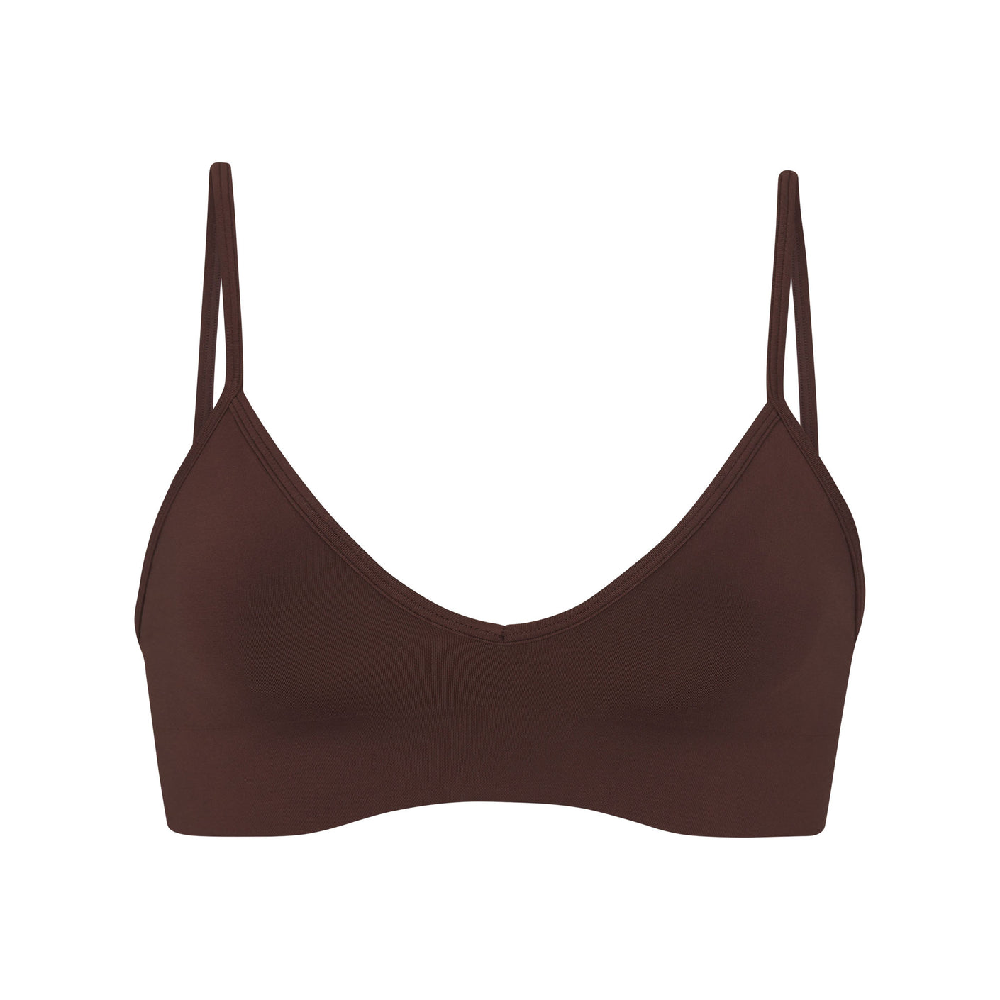 Lightly Lined Seamless Ribbed Bralette - Smooth coffee