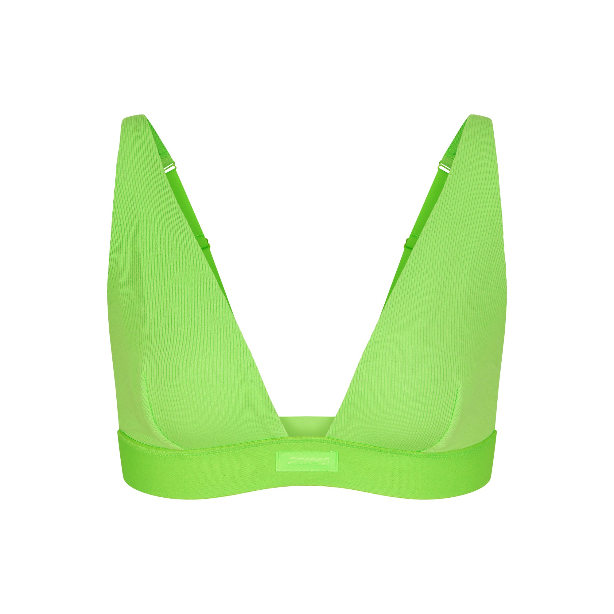 COTTON RIB PLUNGE BRALETTE | NEON GREEN