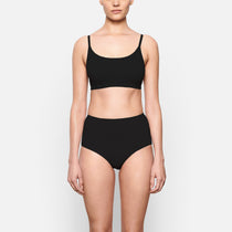 Track Cotton Rib Scoop Bralette - Soot - XS at Skims