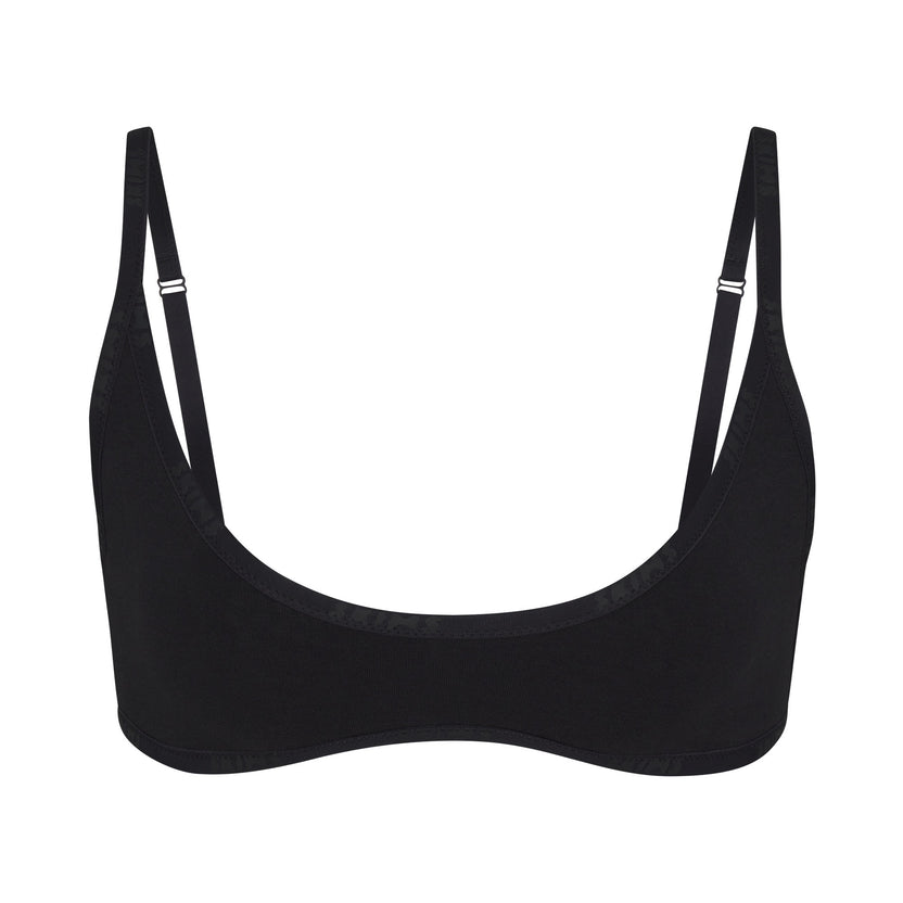 Cotton Logo Scoop Neck Bralette - Soot | SKIMS