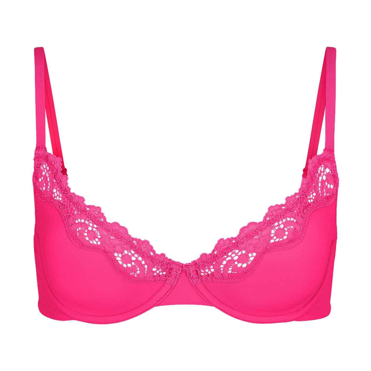 FITS EVERYBODY CORDED LACE UNLINED SCOOP BRA | NEON ROSE
