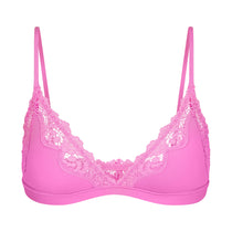 Skims Fits Everybody Lace-trimmed Stretch-woven Triangle Bra in Pink