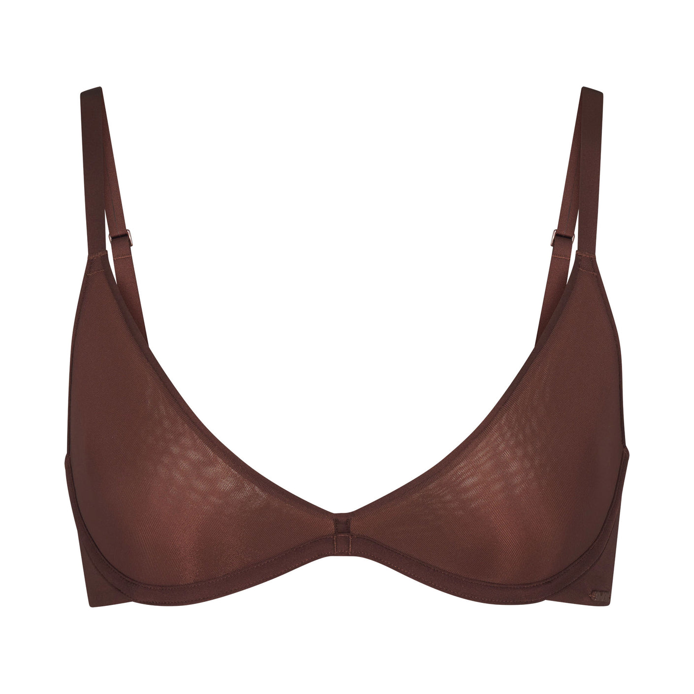 Italia Dark Brown Mesh Wireless Triangle Bralette, S-L