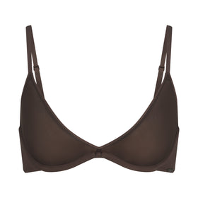Track Stretch Satin Unlined Scoop Bra - Pyrite - 46 - D at Skims
