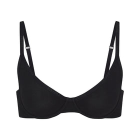 Buy Padded Underwired Demi Cup T-shirt Bra in Black with Balconette Style -  Cotton Online India, Best Prices, COD - Clovia - BR2349R13