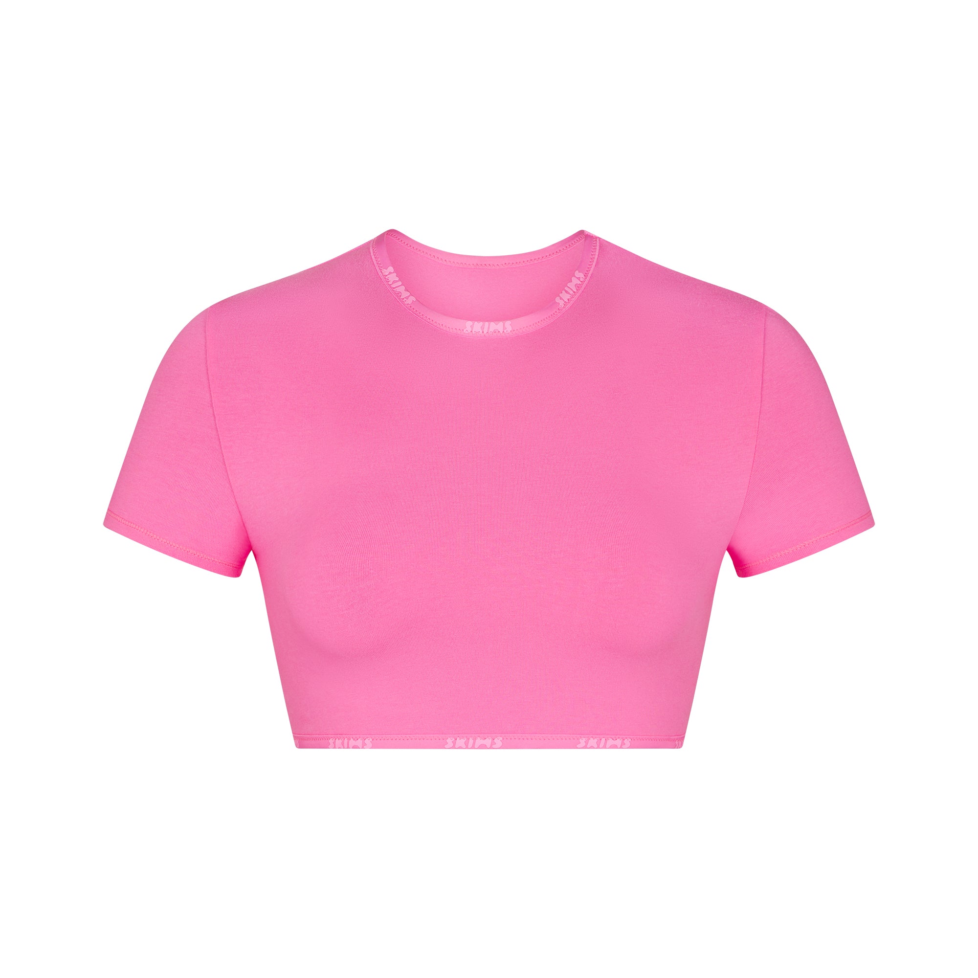 COTTON LOGO SUPER CROPPED T-SHIRT | SUGAR PINK