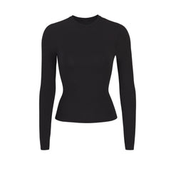 Skims Essential Crew Neck Thong Bodysuit in Black