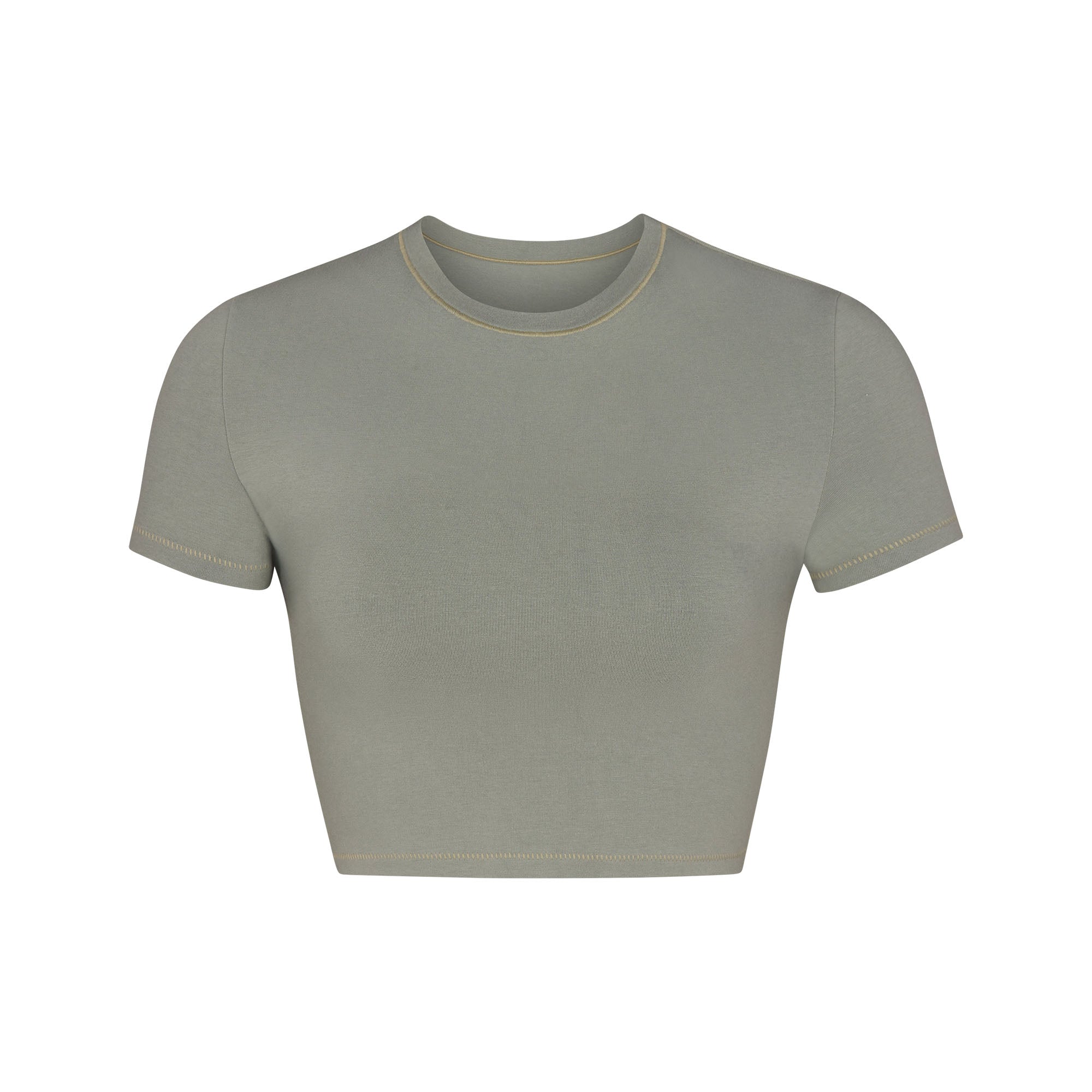 COTTON JERSEY SUPER CROPPED T-SHIRT | MINERAL