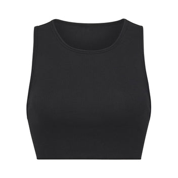 Cotton Rib Super Crop Tank - Soot | SKIMS