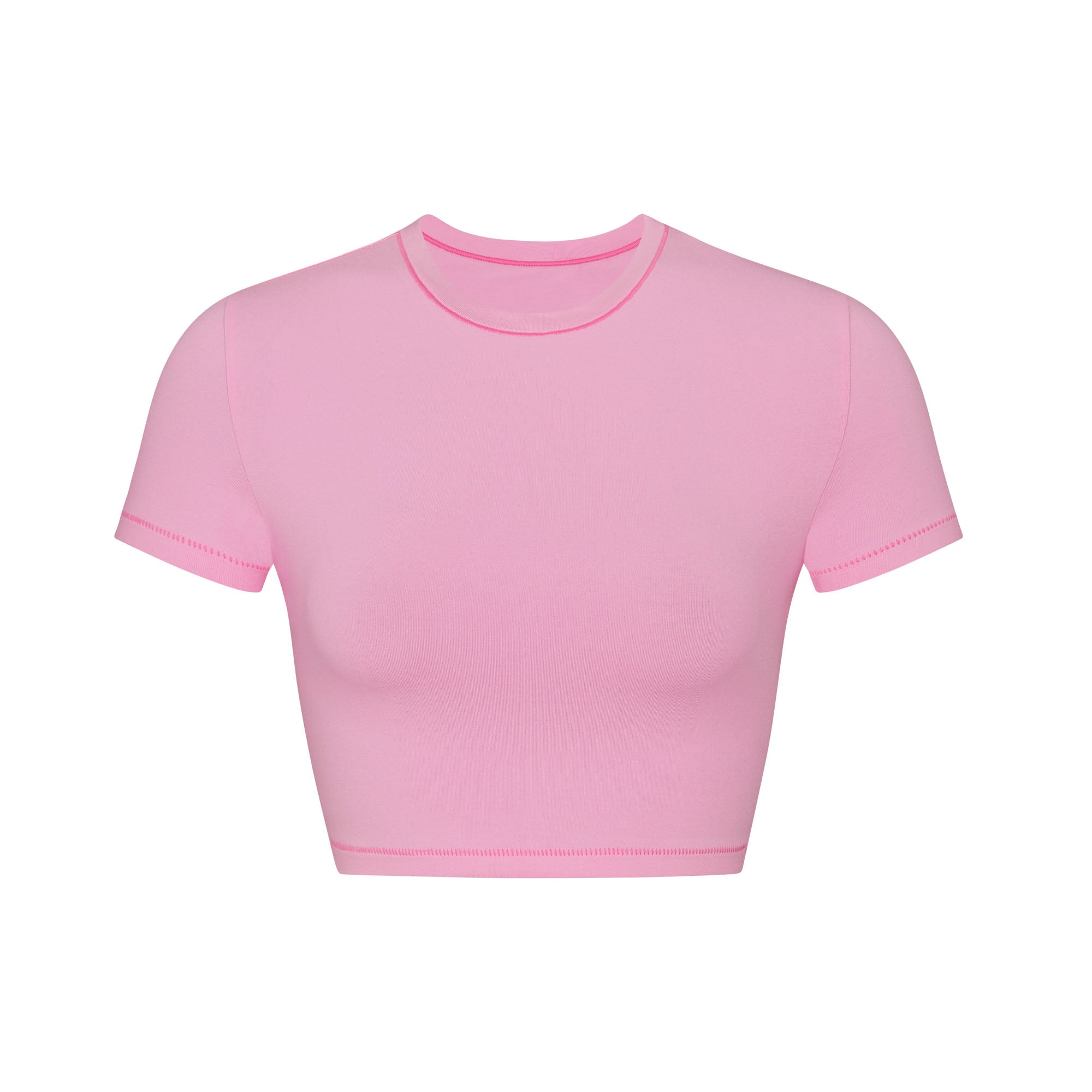 Cotton Jersey Super Cropped T-Shirt - Bubble Gum | SKIMS