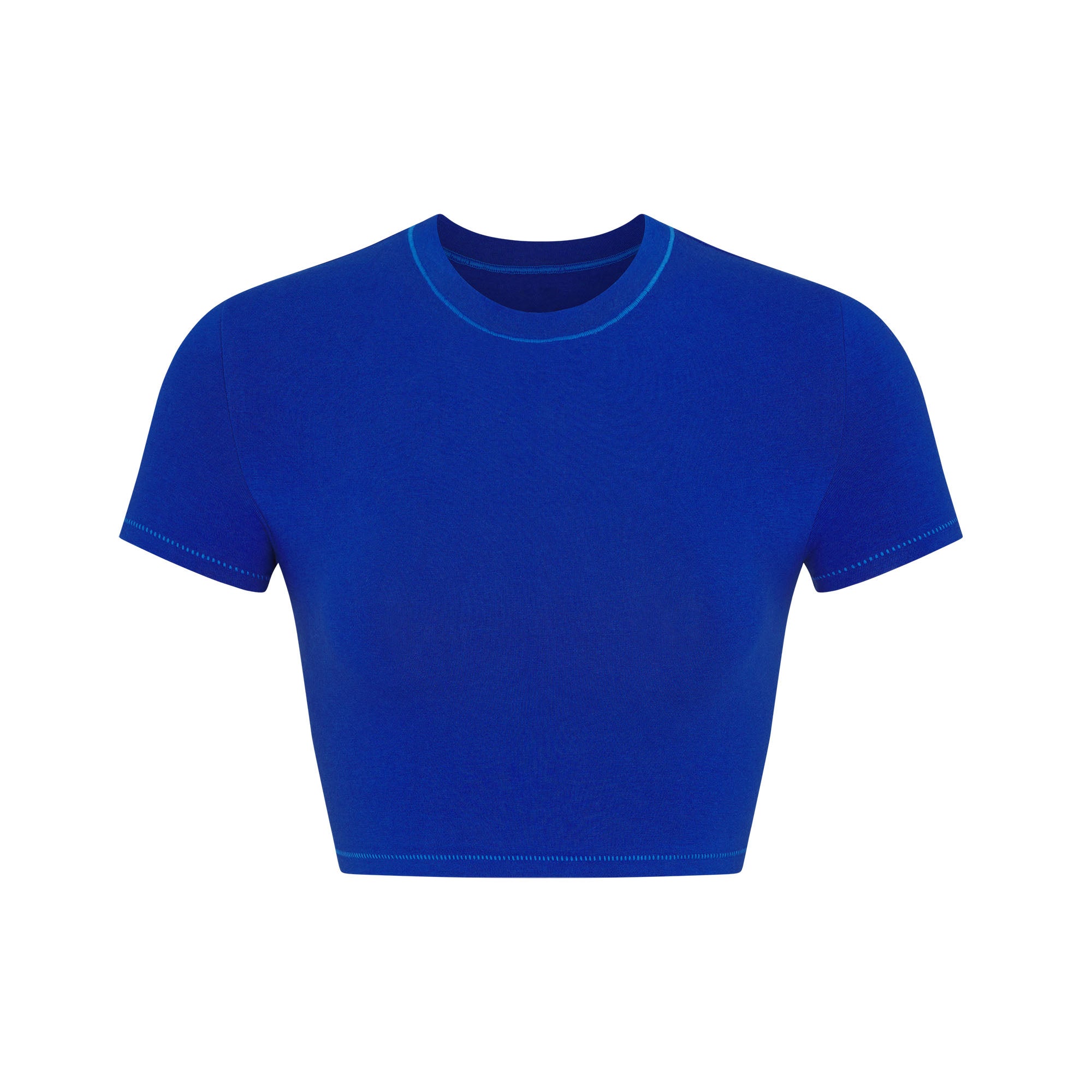 Cotton Jersey Super Cropped T-Shirt - Cobalt | SKIMS
