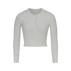 COTTON JERSEY LONG SLEEVE TURTLENECK | LIGHT HEATHER GREY