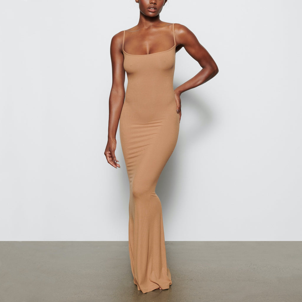 skims ribbed slip dress taupe