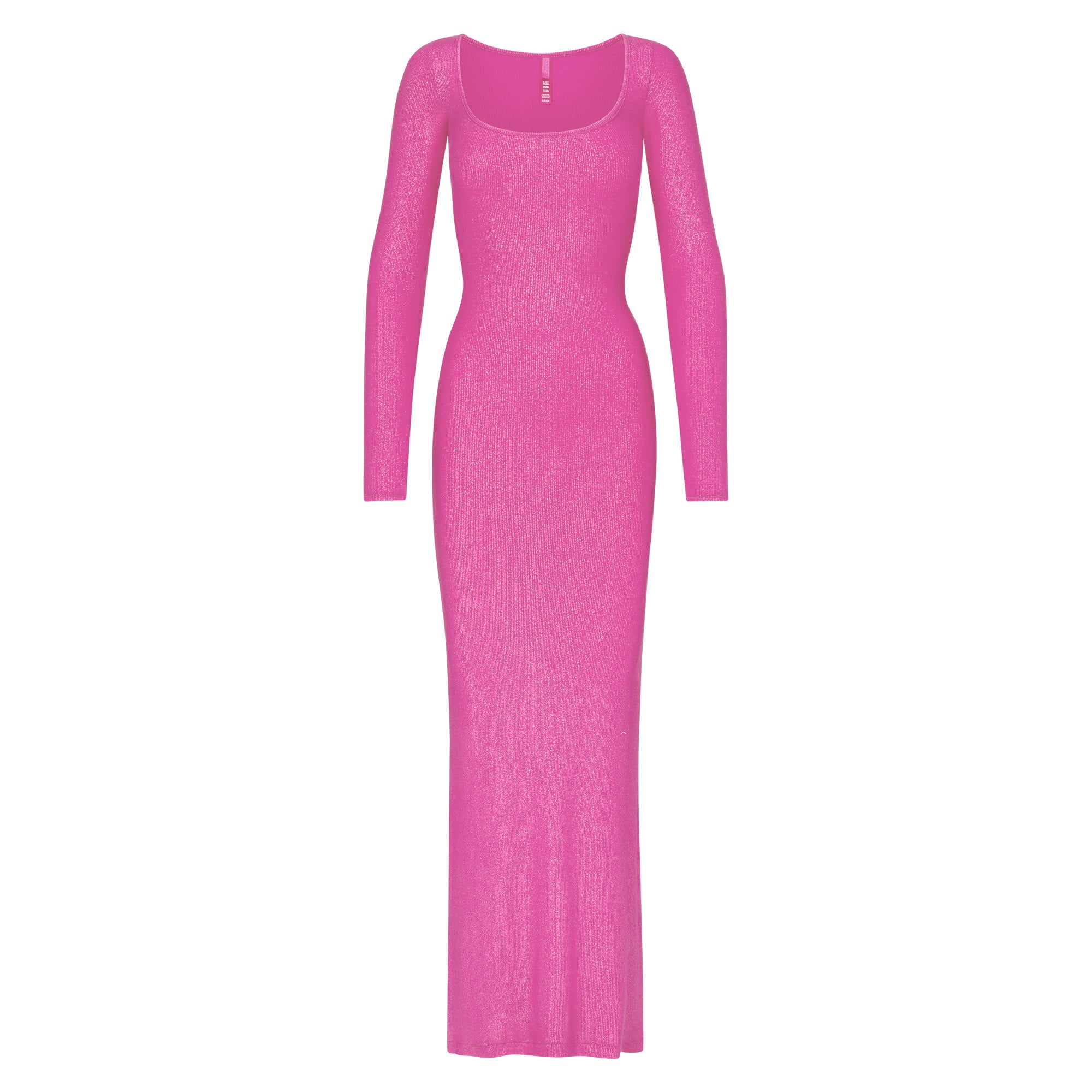 SOFT LOUNGE SHIMMER LONG SLEEVE DRESS | FUCHSIA