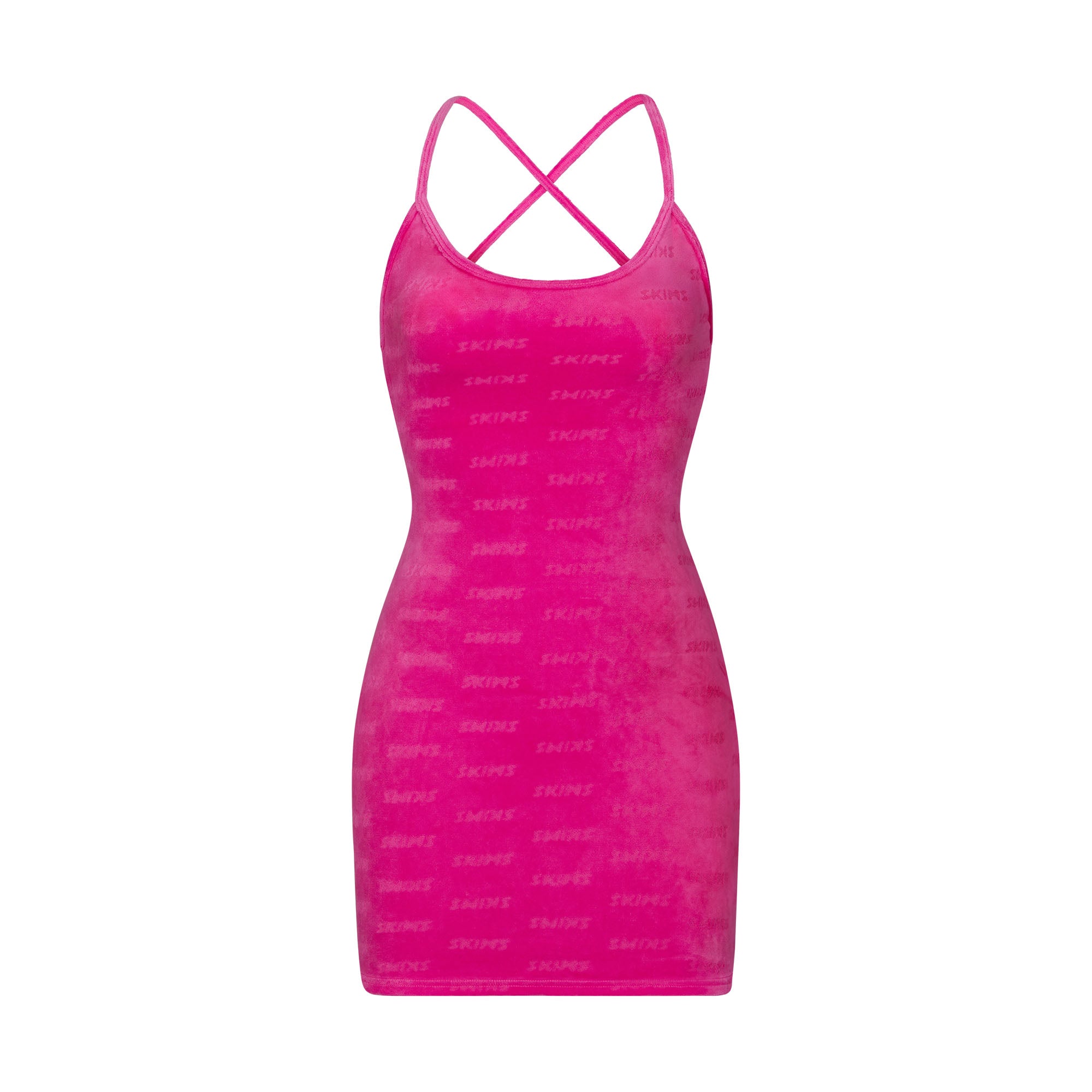 Logo Velour Slip Dress - Hot Pink | SKIMS