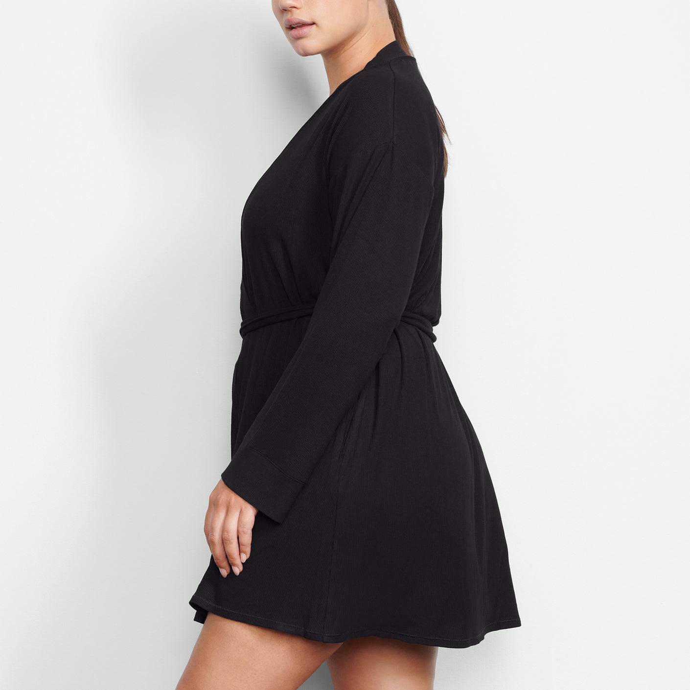 SKIMS Cozy Knit Boucle Robe in Onyx at Nordstrom, Size 2X-3X