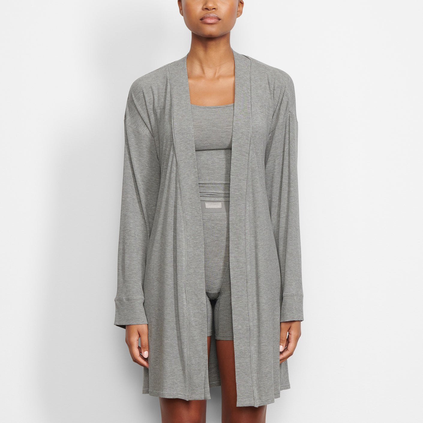 NWT- Skims Soft Lounge Long Sleeve Dress Heather Grey/ Size S /(AP