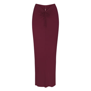 Soft Lounge Ruched Long Skirt - Wine | SKIMS