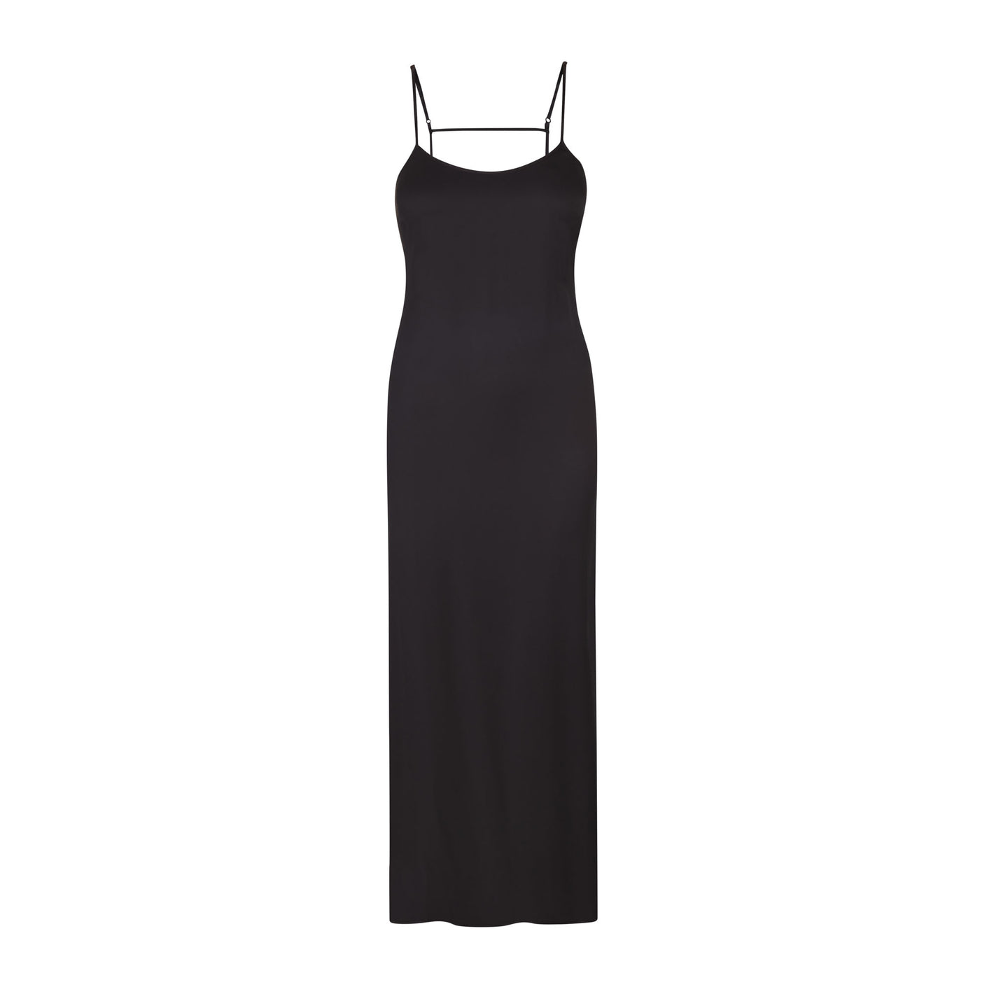 Silk Long Sleep Slip Dress - Soot | Nightgown | SKIMS